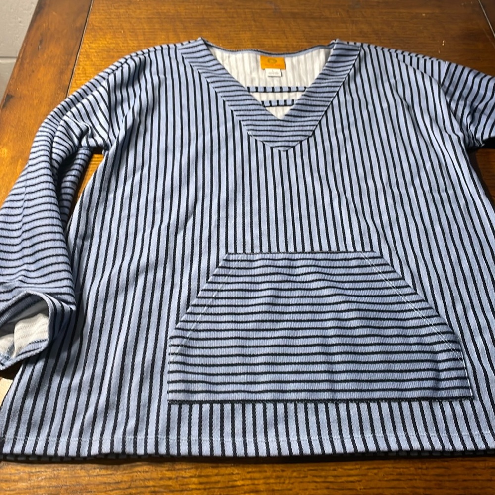 NWT Blue with Navy Stripes lightweight Long Sleeve shirt.  Ruby Rd.